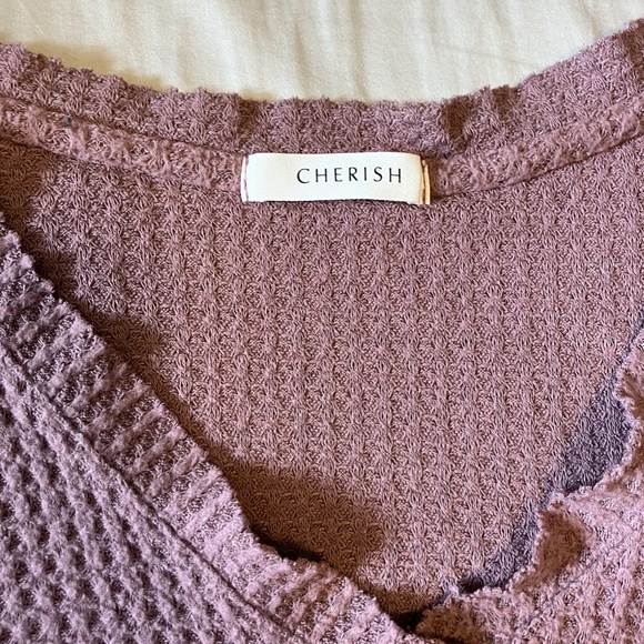 Mauve Waffle Weave Fall Pullover - Picture 4 of 4